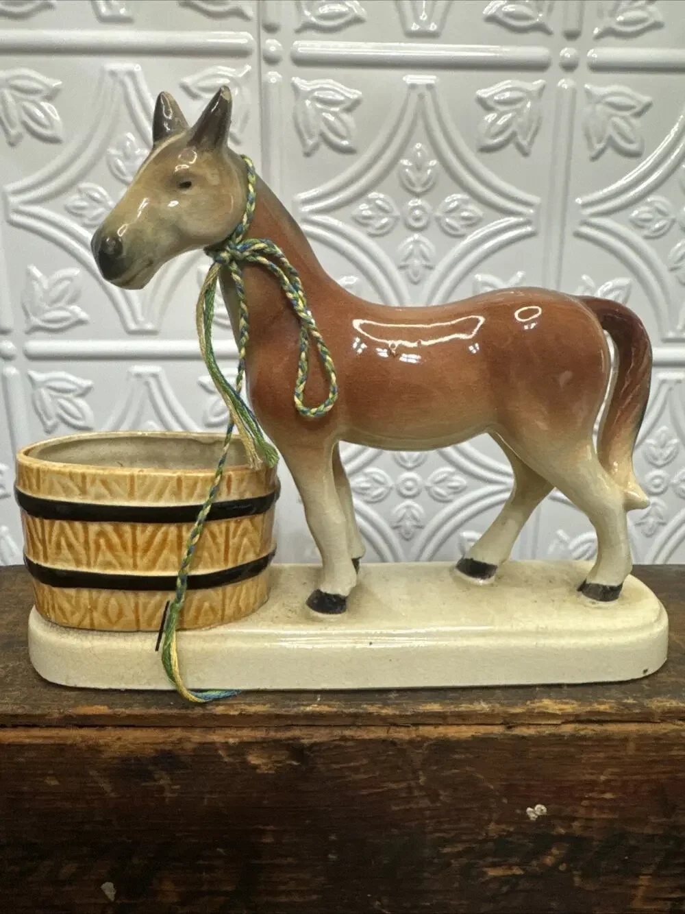 Vintage Japan Horse Planter Mare Ceramic Brown Figurine
